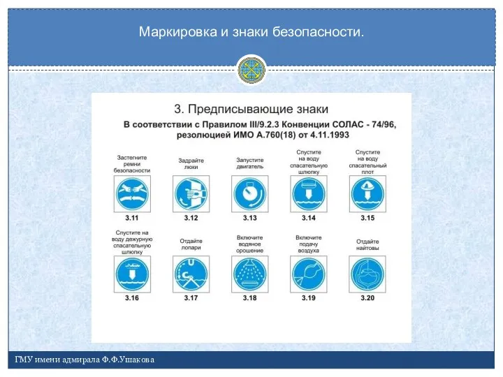 Маркировка и знаки безопасности. ГМУ имени адмирала Ф.Ф.Ушакова