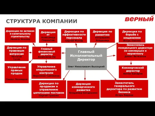 Главный Исполнительный Директор Олег Николаевич Высоцкий Дирекция по борьбе с хищениями