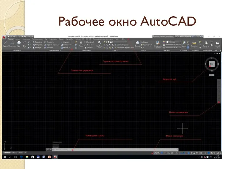 Рабочее окно AutoCAD