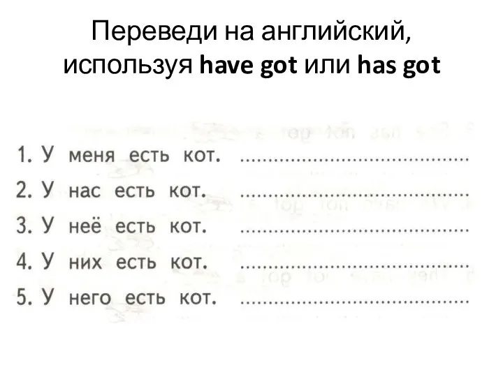 Переведи на английский, используя have got или has got