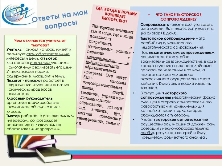 ЧТО ТАКОЕ ТЬЮТОРСКОЕ СОПРОВОЖДЕНИЕ? Сопровождать - значит «сопутствовать, идти вместе, быть