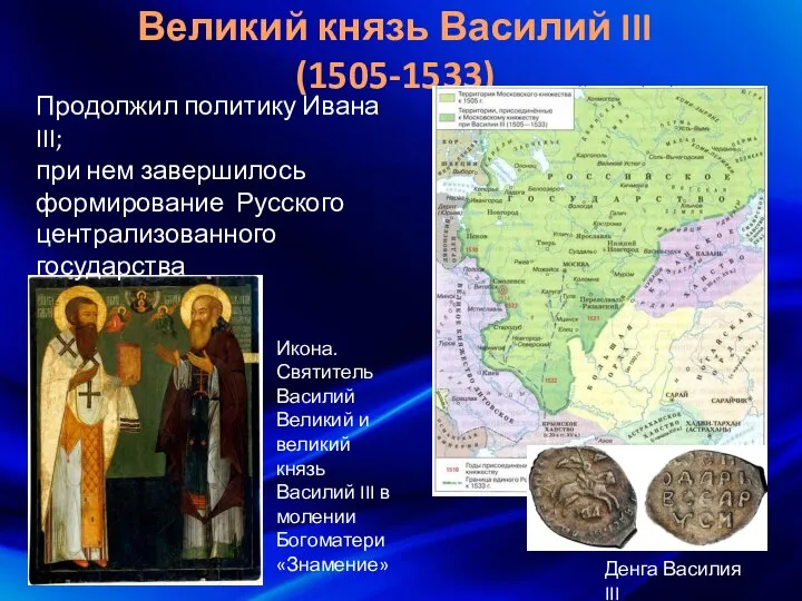 Великий князь Василий III (1505-1533) Икона. Святитель Василий Великий и великий