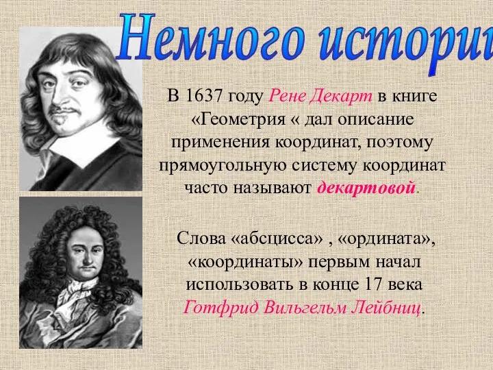 В 1637 году Рене Декарт в книге «Геометрия « дал описание