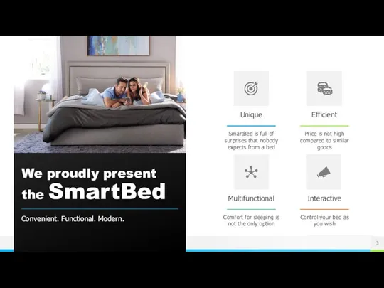 We proudly present the SmartBed Convenient. Functional. Modern. Unique SmartBed is