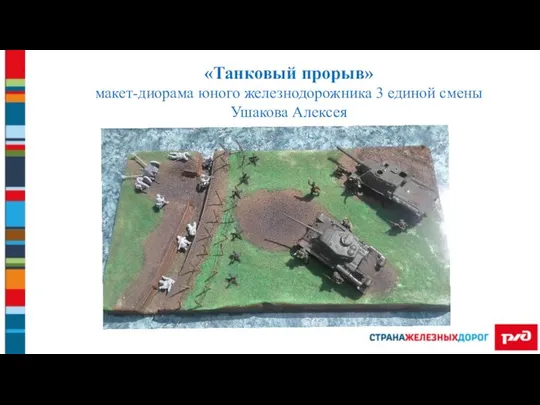 «Танковый прорыв» макет-диорама юного железнодорожника 3 единой смены Ушакова Алексея