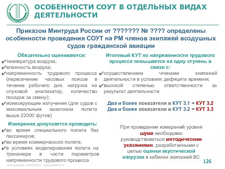 ОСОБЕННОСТИ СОУТ В ОТДЕЛЬНЫХ ВИДАХ ДЕЯТЕЛЬНОСТИ Приказом Минтруда России от ???????