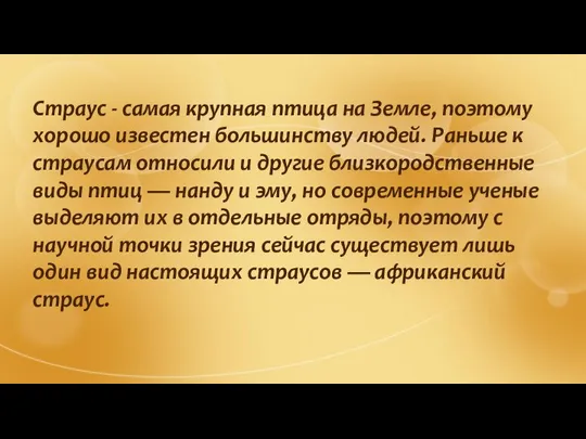 Страус - самая крупная птица на Земле, поэтому хорошо известен большинству