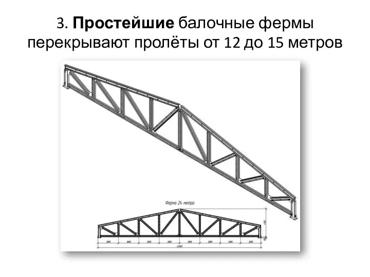 3. Простейшие балочные фермы перекрывают пролёты от 12 до 15 метров