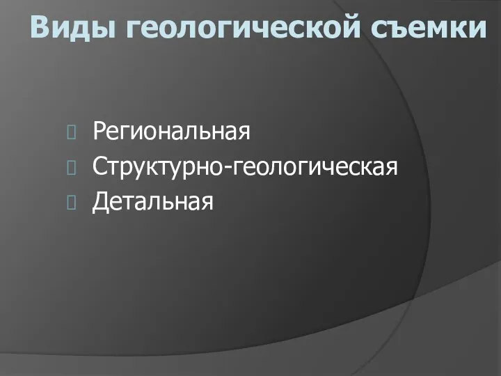 Региональная Структурно-геологическая Детальная Виды геологической съемки