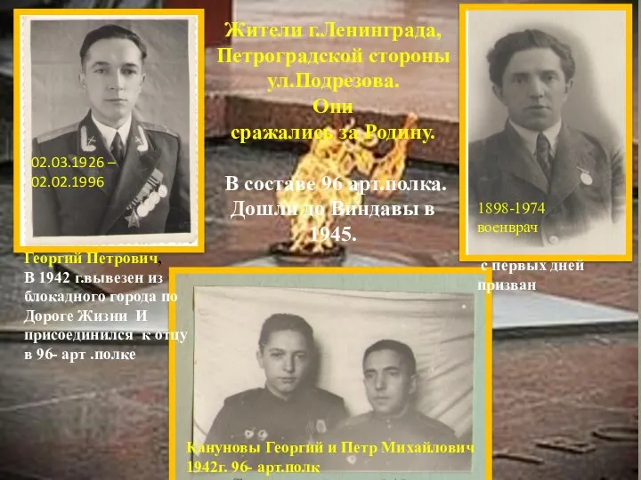 Кануновы Георгий и Петр Михайлович 1942г. 96- арт.полк 02.03.1926 – 02.02.1996
