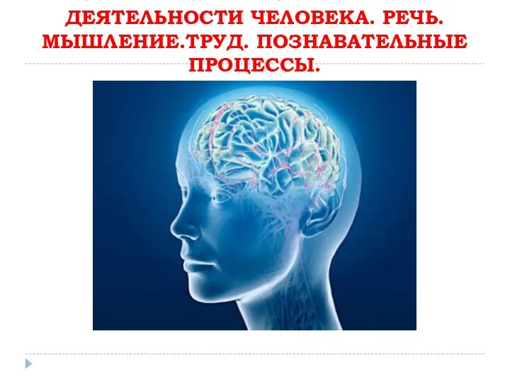 ОСОБЕННОСТИ ВЫСШЕЙ НЕРВНОЙ ДЕЯТЕЛЬНОСТИ ЧЕЛОВЕКА. РЕЧЬ. МЫШЛЕНИЕ.ТРУД. ПОЗНАВАТЕЛЬНЫЕ ПРОЦЕССЫ.