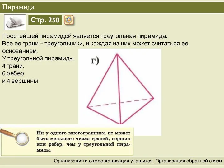 Организация и самоорганизация учащихся. Организация обратной связи Пирамида Простейшей пирамидой является