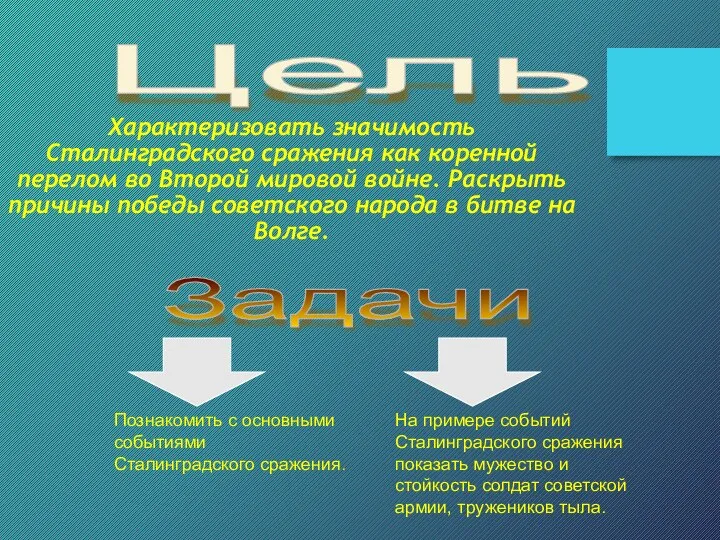 Характеризовать значимость Сталинградского сражения как коренной перелом во Второй мировой войне.