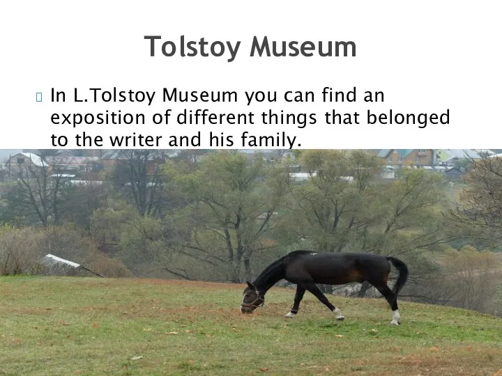 In L.Tolstoy Museum you can find an exposition of different things