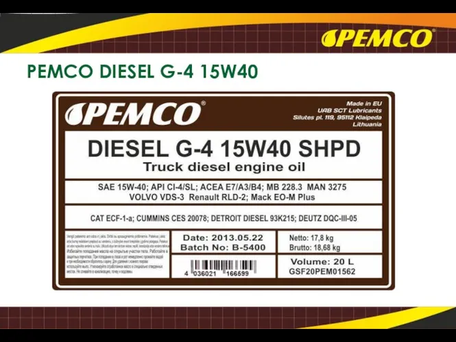 PEMCO DIESEL G-4 15W40