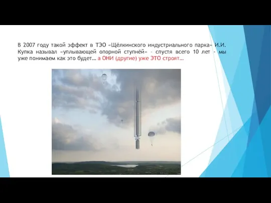 В 2007 году такой эффект в ТЭО «Щёлкинского индустриального парка» И.И.Купка