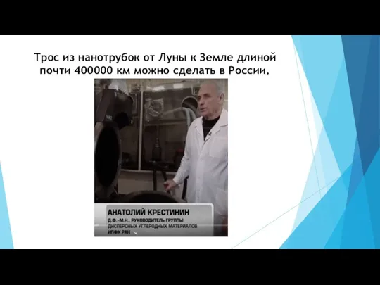 Трос из нанотрубок от Луны к Земле длиной почти 400000 км можно сделать в России.