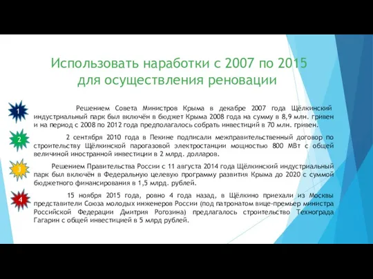 Использовать наработки с 2007 по 2015 для осуществления реновации Решением Совета