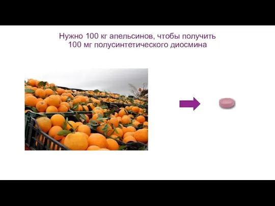 Нужно 100 кг апельсинов, чтобы получить 100 мг полусинтетического диосмина