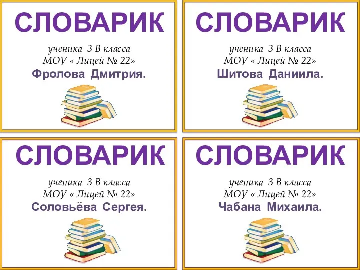 ученика 3 В класса МОУ « Лицей № 22» Фролова Дмитрия.