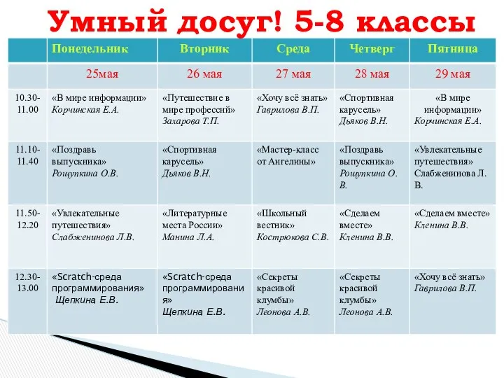 Умный досуг! 5-8 классы