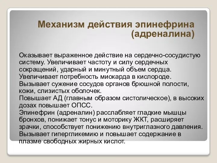 Оказывает выраженное действие на сердечно-сосудистую систему. Увеличивает частоту и силу сердечных