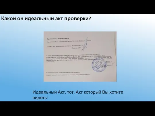 Какой он идеальный акт проверки? Идеальный Акт, тот, Акт который Вы хотите видеть!