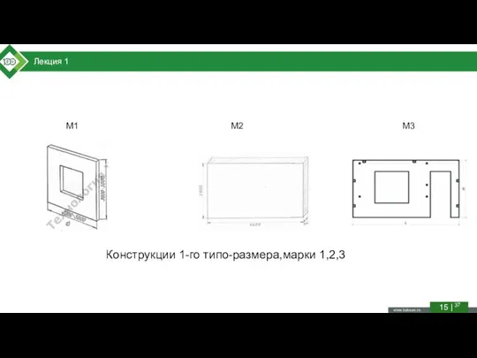 15 | 37 Лекция 1 М1 М2 М3 Конструкции 1-го типо-размера,марки 1,2,3