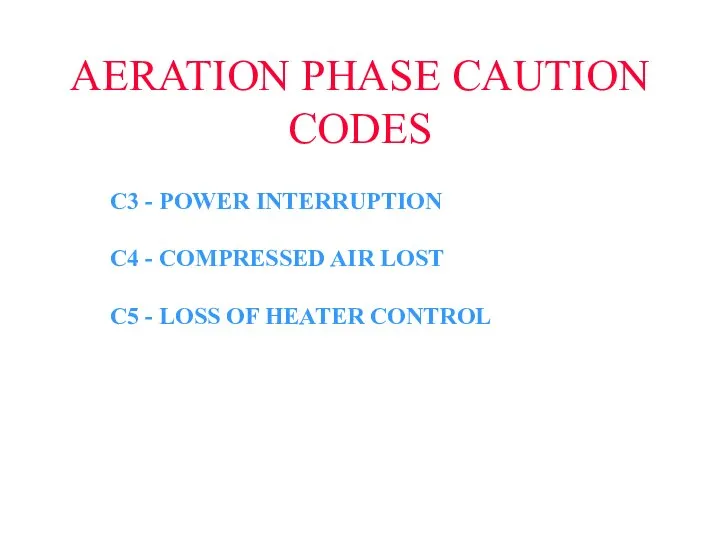 AERATION PHASE CAUTION CODES C3 - POWER INTERRUPTION C4 - COMPRESSED