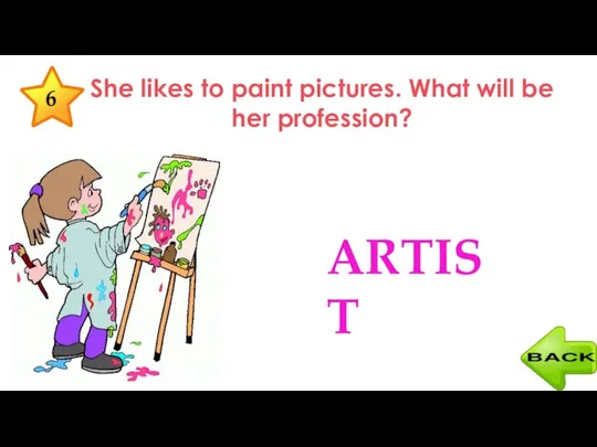 She likes to paint pictures. What will be her profession? ARTIST 6