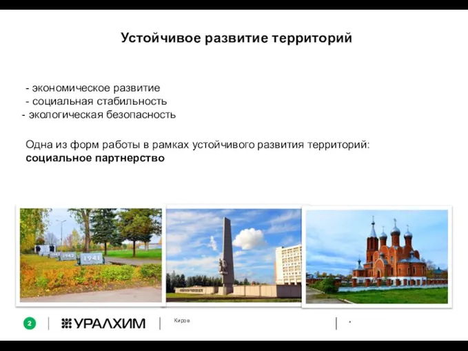 Устойчивое развитие территорий * Киров - экономическое развитие - социальная стабильность