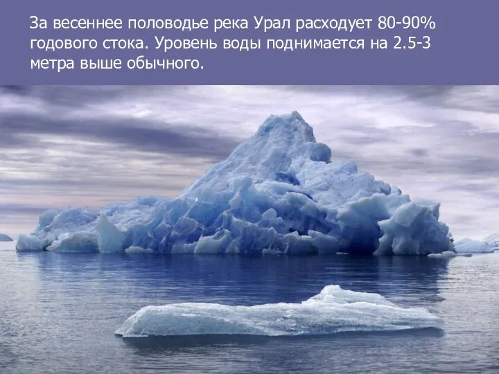 За весеннее половодье река Урал расходует 80-90% годового стока. Уровень воды