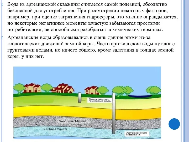 Вода из артезианской скважины считается самой полезной, абсолютно безопасной для употребления.