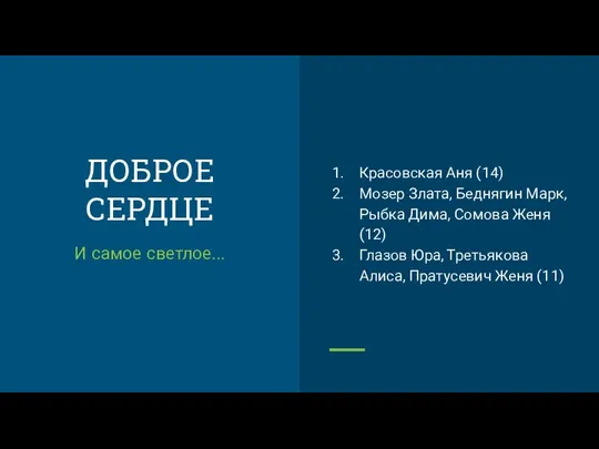 ДОБРОЕ СЕРДЦЕ И самое светлое... Красовская Аня (14) Мозер Злата, Беднягин