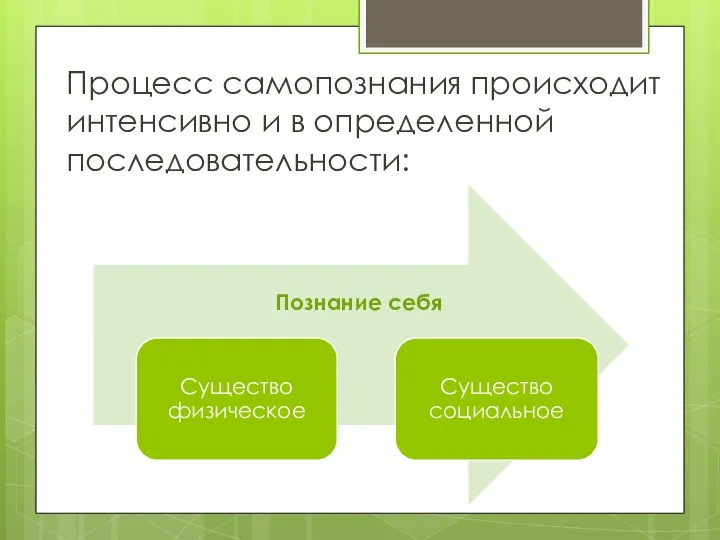 Процесс самопознания происходит интенсивно и в определенной последовательности: