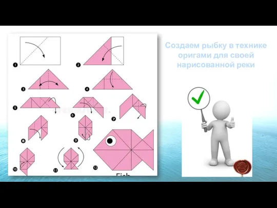 Создаем рыбку в технике оригами для своей нарисованной реки