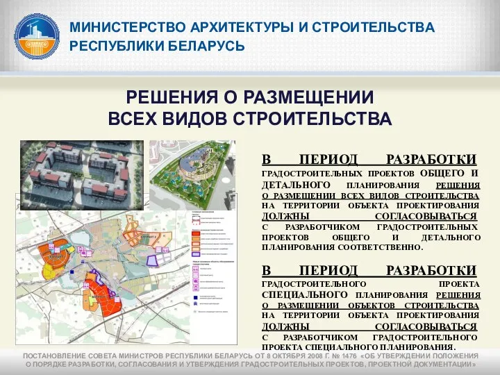 МИНИСТЕРСТВО АРХИТЕКТУРЫ И СТРОИТЕЛЬСТВА РЕСПУБЛИКИ БЕЛАРУСЬ РЕШЕНИЯ О РАЗМЕЩЕНИИ ВСЕХ ВИДОВ