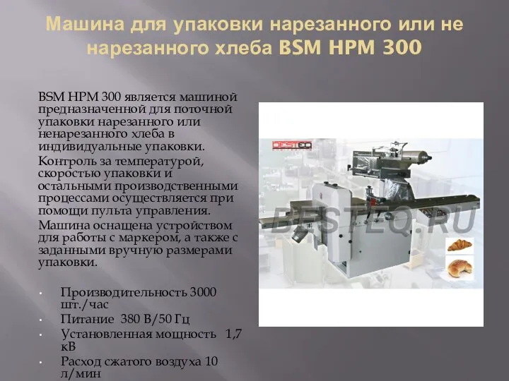 Машина для упаковки нарезанного или не нарезанного хлеба BSM HPM 300