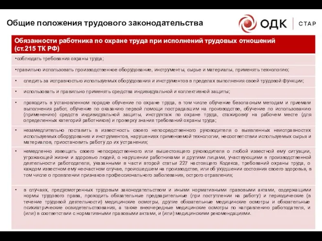 Общие положения трудового законодательства