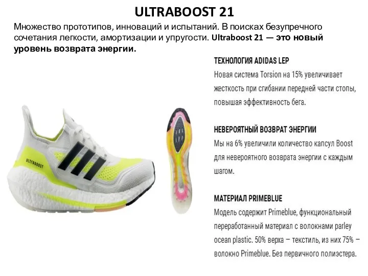 ULTRABOOST 21 Множество прототипов, инноваций и испытаний. В поисках безупречного сочетания