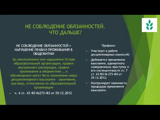 НЕ СОБЛЮДЕНИЕ ОБЯЗАННОСТЕЙ. ЧТО ДАЛЬШЕ? НЕ СОБЛЮДЕНИЕ ОБЯЗАННОСТЕЙ = НАРУШЕНИЕ ПРАВИЛ