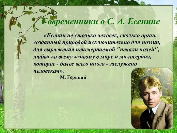 Современники о С. А. Есенине «Есенин не столько человек, сколько орган,