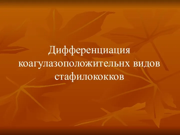 Дифференциация коагулазоположительнх видов стафилококков