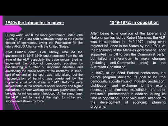 1940s the labourites in power After losing to a coalition of