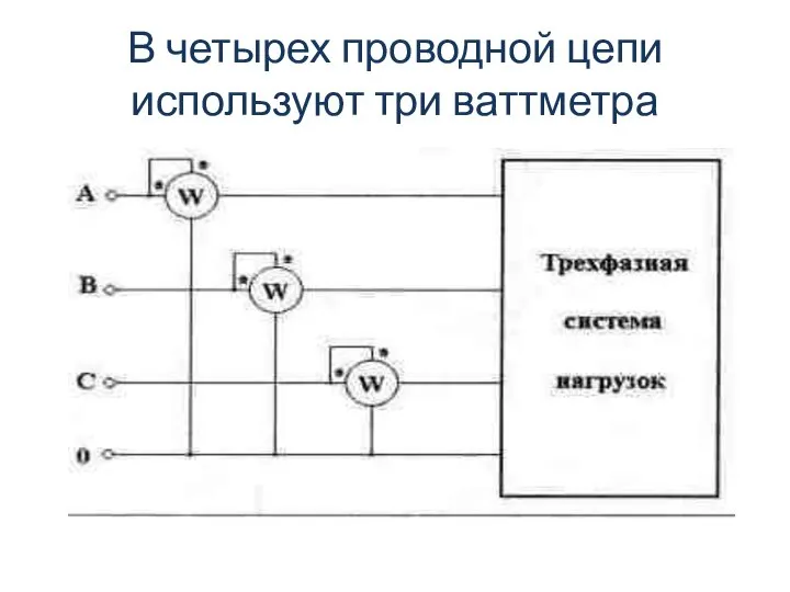 В четырех проводной цепи используют три ваттметра