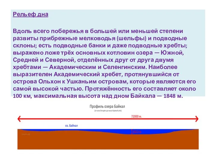 Рельеф дна Вдоль всего побережья в большей или меньшей степени развиты