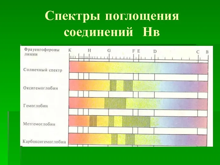 Спектры поглощения соединений Нв