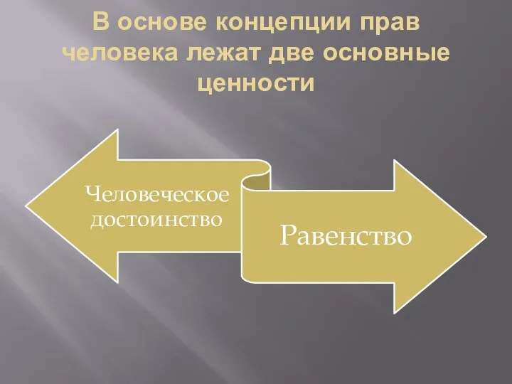 В основе концепции прав человека лежат две основные ценности