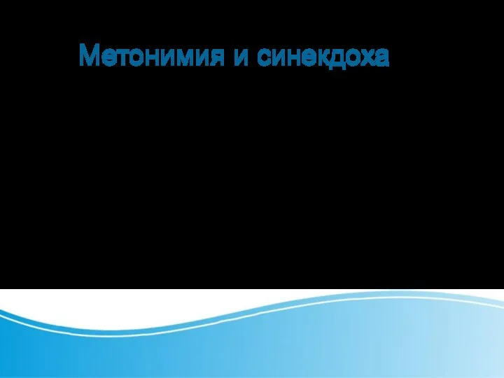 Метонимия и синекдоха Метонимия — перенос наименования по смежности (Москва объявила,