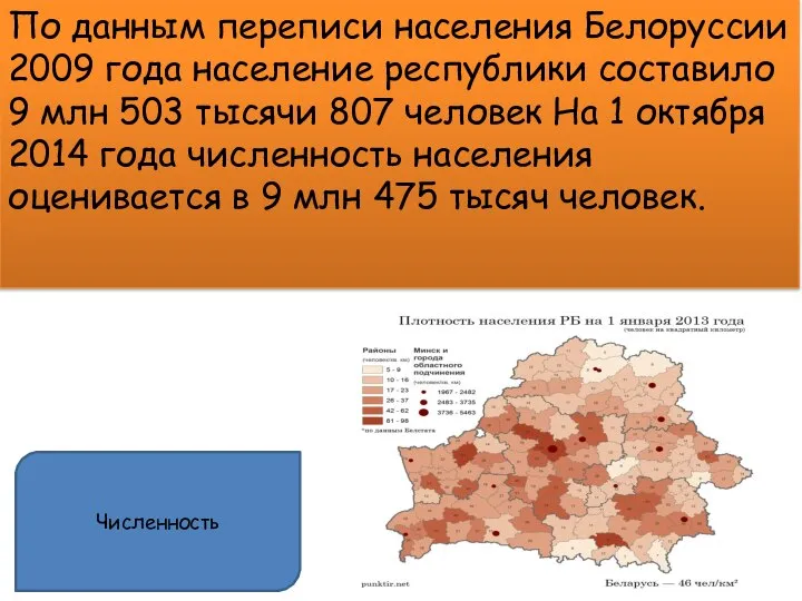 По данным переписи населения Белоруссии 2009 года население республики составило 9